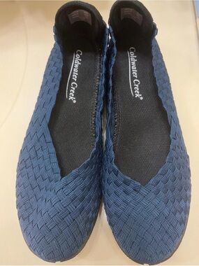 Coldwater Creek Navy Woven Slip-On Flats